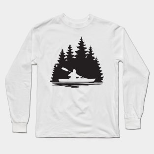 Silhouette of a kayaker paddling Long Sleeve T-Shirt